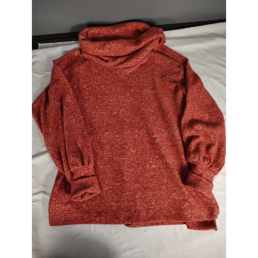 Maeve Anthropologie Womens Cowl Neck Balloon Sleeve Sweater Orange Red OB1678870